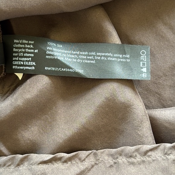 Eileen Fischer Taupe Brown Silk Slip Dress Thin Straps Scoop Neck & Back - Picture 4 of 9